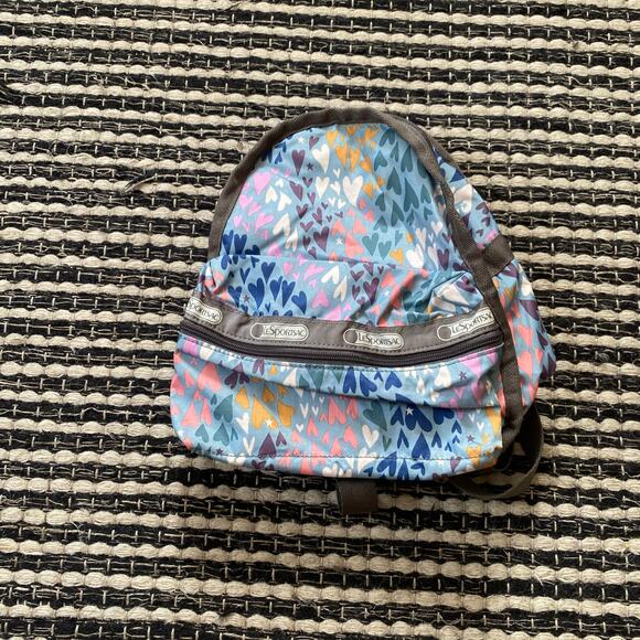 🌿LeSportsac Girls Mini Gray Heart Zip Adjustable Strap Backpack - Picture 1 of 6